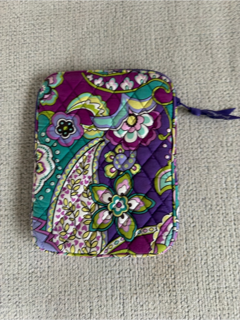Vera Bradley Purple Paisley Floral Quilted Pouch